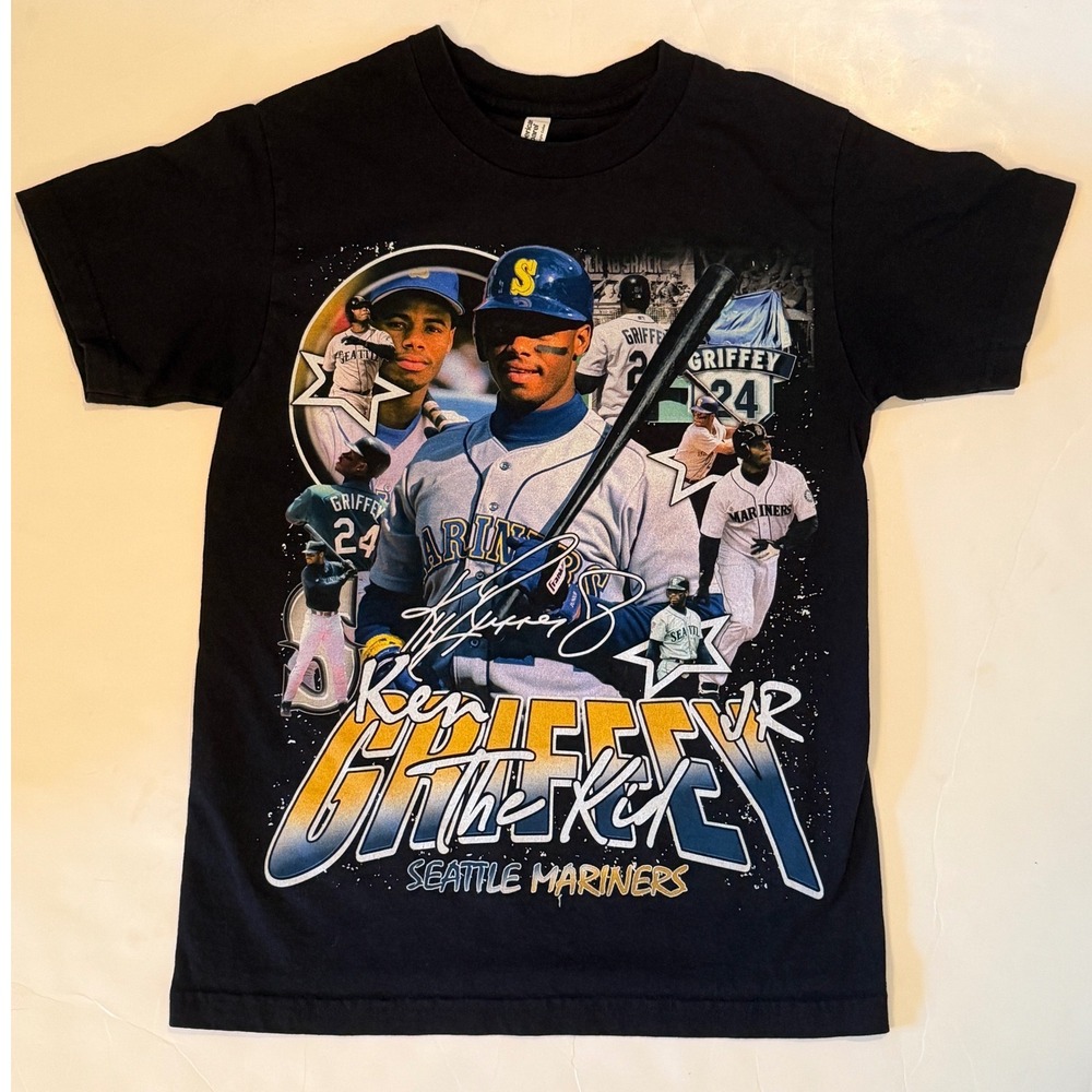 Ken Griffey Jr Seattle Mariners The Kid Graphic T-Shirt Black Small Gildan MLB
